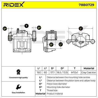Brake Caliper RIDEX 78B0729 78B0729 - photo 5