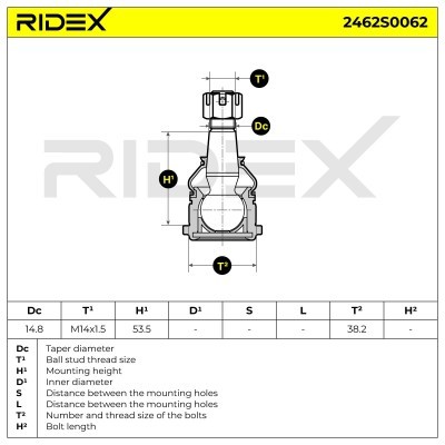 Ball Joint RIDEX 2462S0062 2462S0062 - photo 8