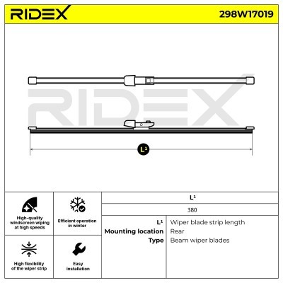 Щетка стеклоочистителя заднего стекла RIDEX 298W17019 298W17019 - photo 6