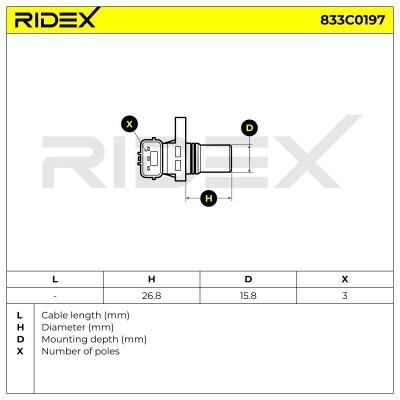 Crankshaft Pulse Sensor RIDEX 833C0197 833C0197 - photo 3