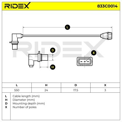 Crankshaft Pulse Sensor RIDEX 833C0014 833C0014 - photo 3