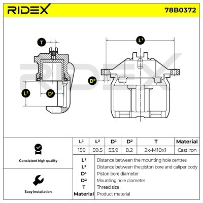Brake Caliper RIDEX 78B0372 78B0372 - photo 3