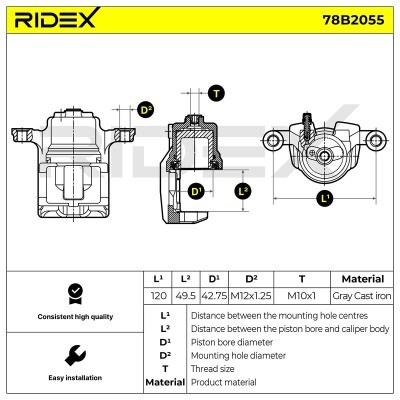 Brake Caliper RIDEX 78B2055 78B2055 - photo 6