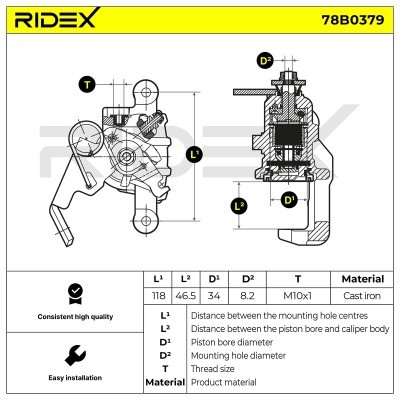 Brake Caliper RIDEX 78B0379 78B0379 - photo 5