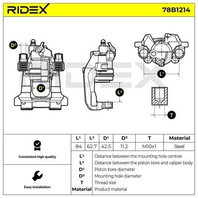 Brake Caliper RIDEX 78B1214 78B1214 - photo 3