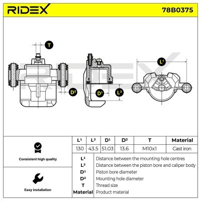 Brake Caliper RIDEX 78B0375 78B0375 - photo 4