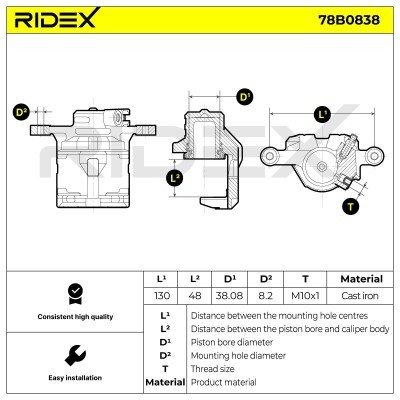 Brake Caliper RIDEX 78B0838 78B0838 - photo 6