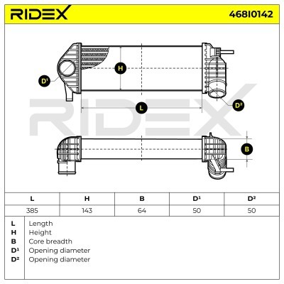 Intercooler, Charger RIDEX 468I0142 468I0142 - photo 5