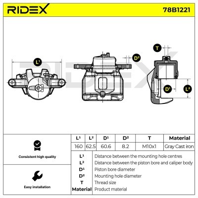 Brake Caliper RIDEX 78B1221 78B1221 - photo 6