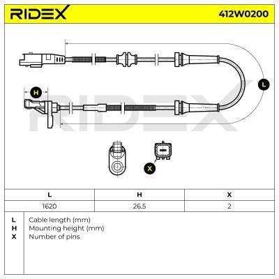 ABS Sensor RIDEX 412W0200 412W0200 - photo 5