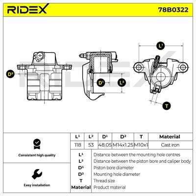 Brake Caliper RIDEX 78B0322 78B0322 - photo 5