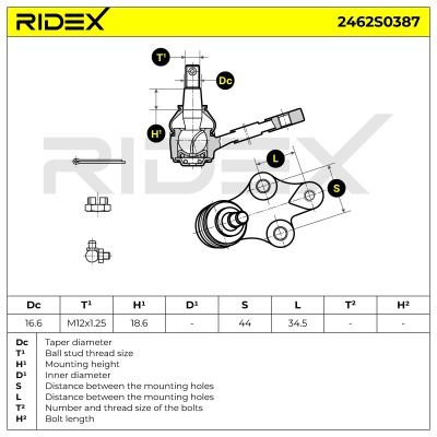Ball Joint RIDEX 2462S0387 2462S0387 - photo 5