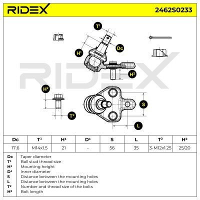 Ball Joint RIDEX 2462S0233 2462S0233 - photo 6
