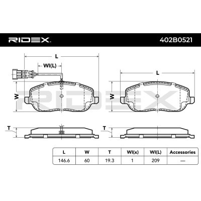 Brake Pads Set RIDEX 402B0521 402B0521 - photo 4
