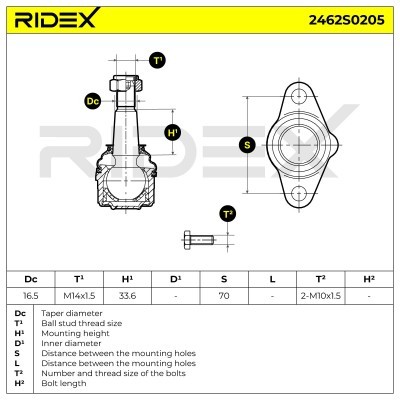 Ball Joint RIDEX 2462S0205 2462S0205 - photo 5