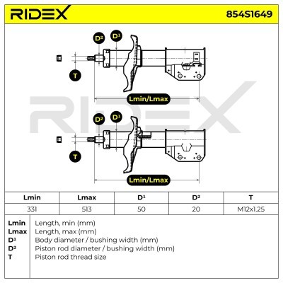 Shock Absorber RIDEX 854S1649 854S1649 - photo 7
