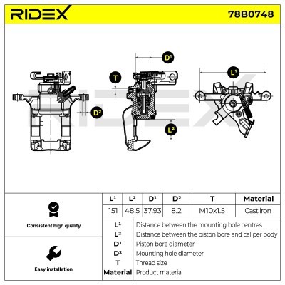 Brake Caliper RIDEX 78B0748 78B0748 - photo 6