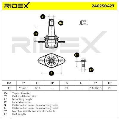 Ball Joint RIDEX 2462S0427 2462S0427 - photo 6