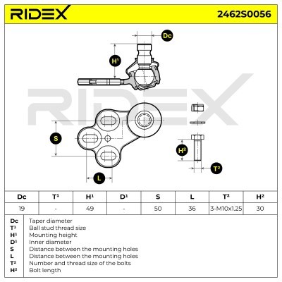 Ball Joint RIDEX 2462S0056 2462S0056 - photo 6