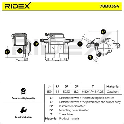 Brake Caliper RIDEX 78B0354 78B0354 - photo 2