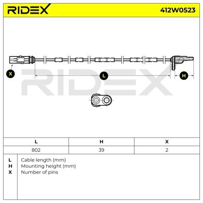 ABS Sensor RIDEX 412W0523 412W0523 - photo 6