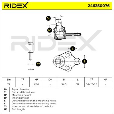 Ball Joint RIDEX 2462S0076 2462S0076 - photo 5