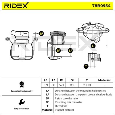 Brake Caliper RIDEX 78B0954 78B0954 - photo 7