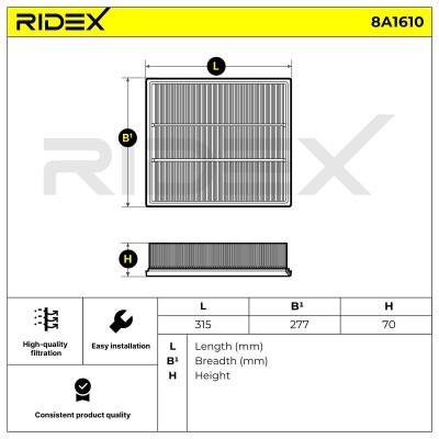 Air Filter RIDEX 8A1610 8A1610 - photo 6