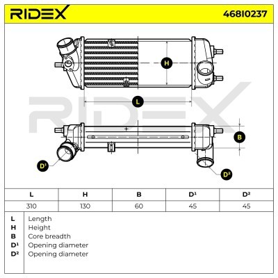 Intercooler, Charger RIDEX 468I0237 468I0237 - photo 6