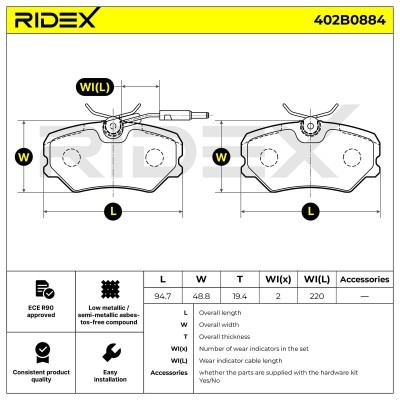Brake Pads Set RIDEX 402B0884 402B0884 - photo 7