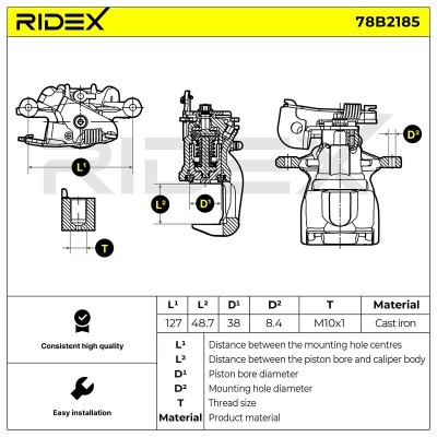 Brake Caliper RIDEX 78B2185 78B2185 - photo 6