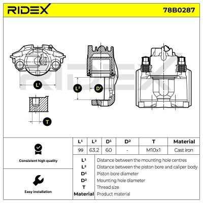 Brake Caliper RIDEX 78B0287 78B0287 - photo 5