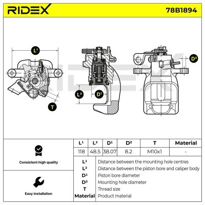 Brake Caliper RIDEX 78B1894 78B1894 - photo 3