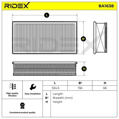 Air Filter RIDEX 8A1638 8A1638 - photo 6