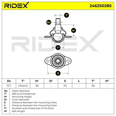 Ball Joint RIDEX 2462S0285 2462S0285 - photo 6