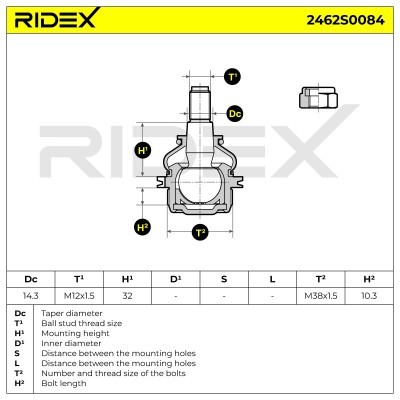 Ball Joint RIDEX 2462S0084 2462S0084 - photo 7