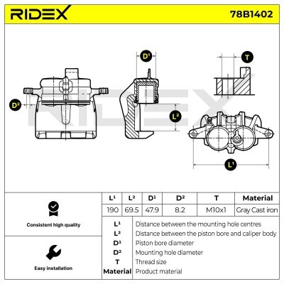 Brake Caliper RIDEX 78B1402 78B1402 - photo 6