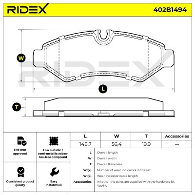 Brake Pads Set RIDEX 402B1494 402B1494 - photo 7