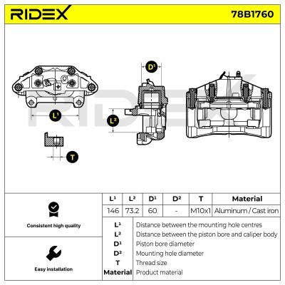 Brake Caliper RIDEX 78B1760 78B1760 - photo 6