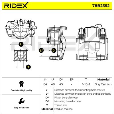 Brake Caliper RIDEX 78B2352 78B2352 - photo 2