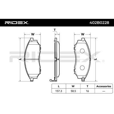 Brake Pads Set RIDEX 402B0228 402B0228 - photo 3