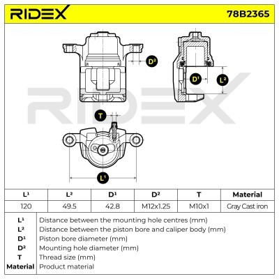 Brake Caliper RIDEX 78B2365 78B2365 - photo 7