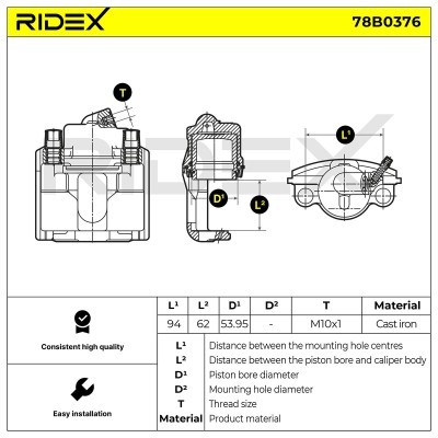 Brake Caliper RIDEX 78B0376 78B0376 - photo 4