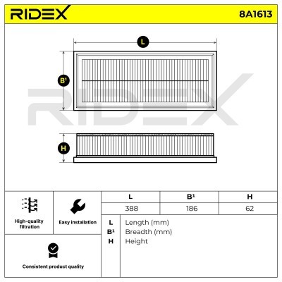 Air Filter RIDEX 8A1613 8A1613 - photo 6