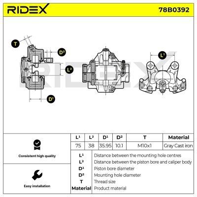Brake Caliper RIDEX 78B0392 78B0392 - photo 2
