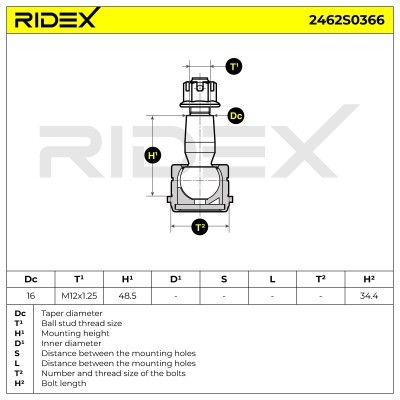Ball Joint RIDEX 2462S0366 2462S0366 - photo 6