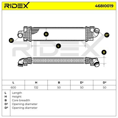 Intercooler, Charger RIDEX 468I0019 468I0019 - photo 6