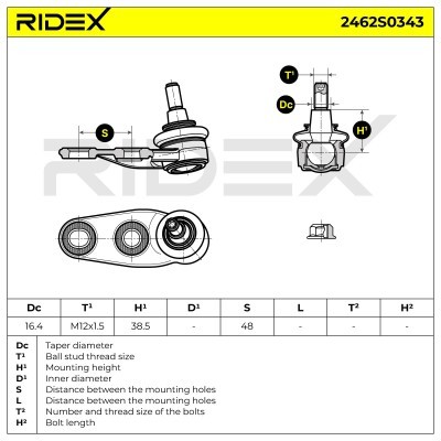 Ball Joint RIDEX 2462S0343 2462S0343 - photo 7