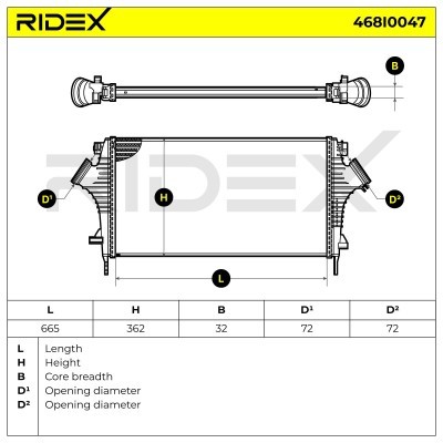 Intercooler, Charger RIDEX 468I0047 468I0047 - photo 6