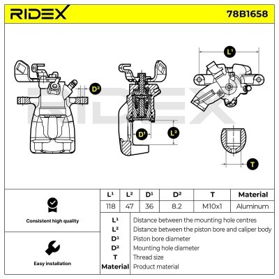 Brake Caliper RIDEX 78B1658 78B1658 - photo 6